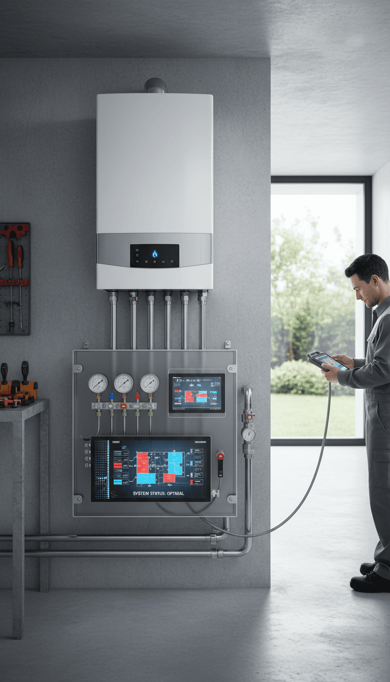 Modern heating system installation in residential property