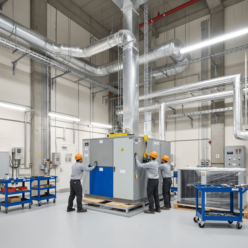 New commercial HVAC unit installation process